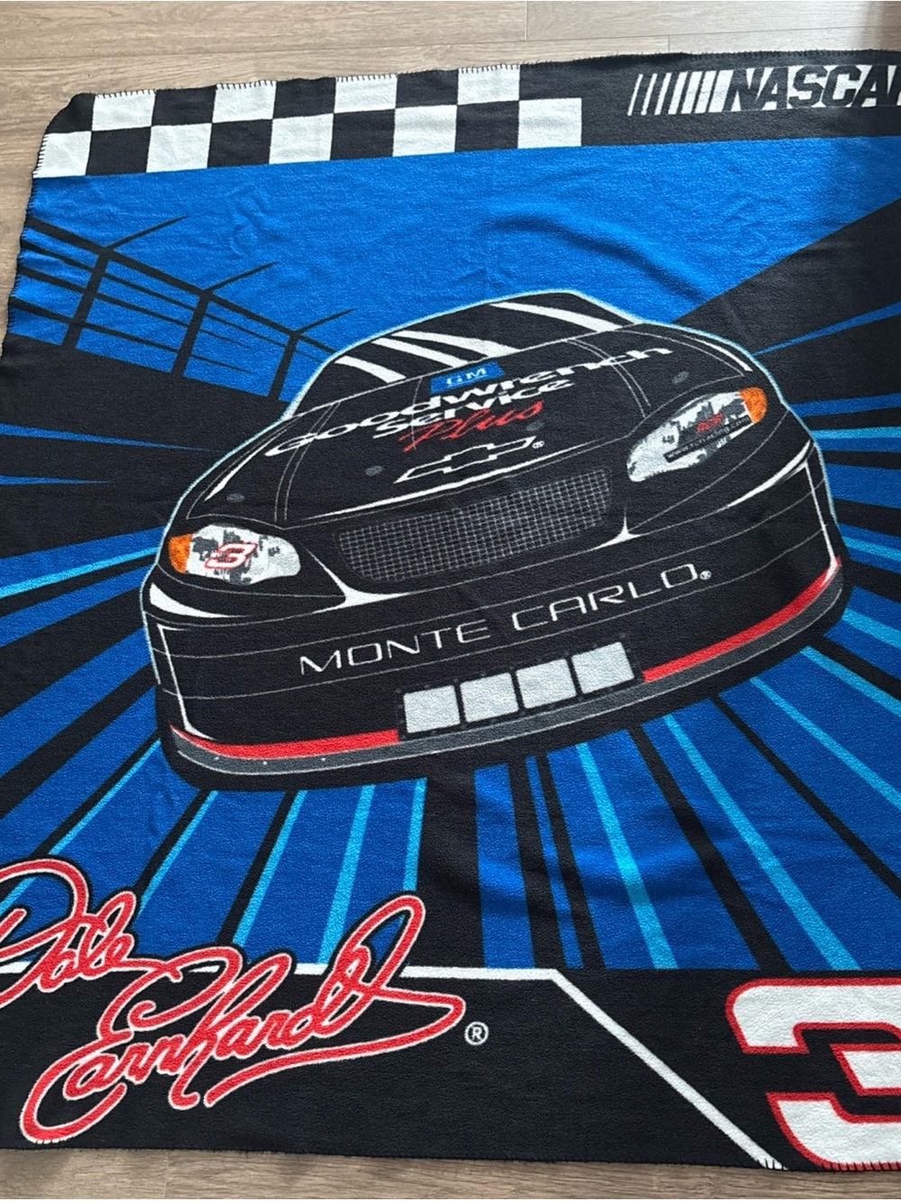 Vintage nascar Dale Earnhardt blue & Black overthrow blanket